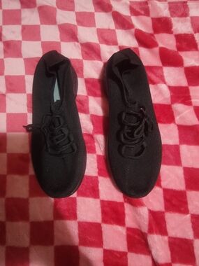 Black Knit Lace-Up Sneakers
